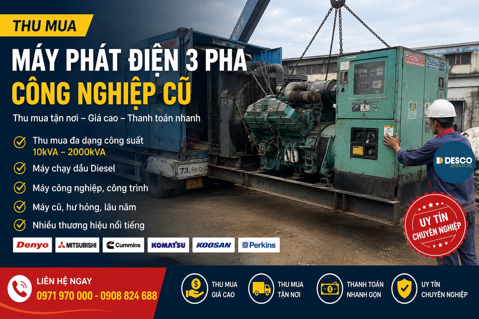 Thu Mua Máy Phát Điện Tại Cà Mau Giá Cao - Thanh Toán Nhanh Gọn, Uy Tín