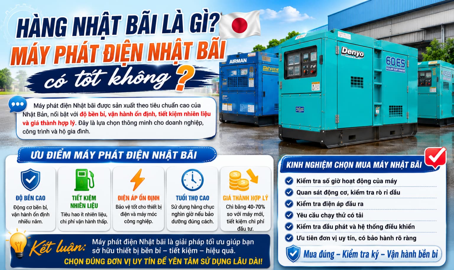 Hàng Nhật Bãi Là Gì? Máy Phát Điện Nhật Bãi Có Tốt Không?