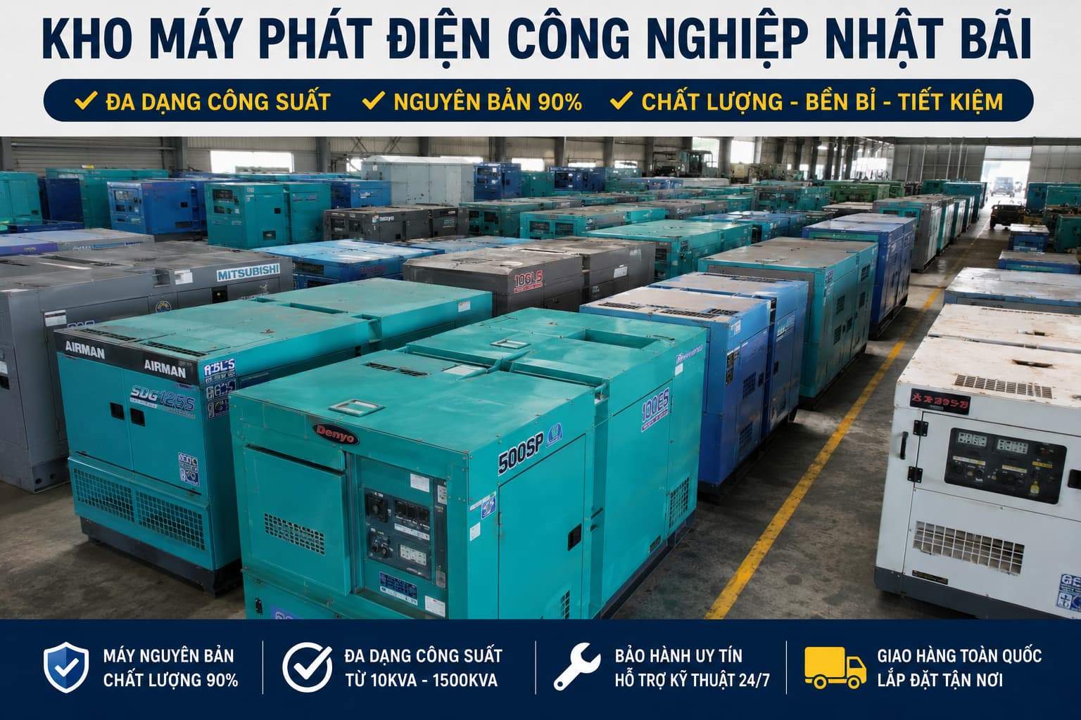 Máy Phát Điện Nhật Bãi TPHCM 3 Pha Diesel Nguyên Bản Giá Tốt