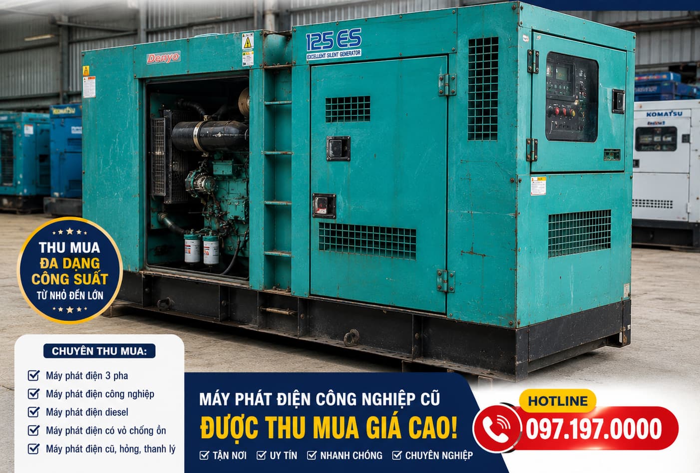 Thanh lý Máy Phát Điện Cũ Hậu Giang - Mua thanh lý Tận Nơi Nhanh Chóng