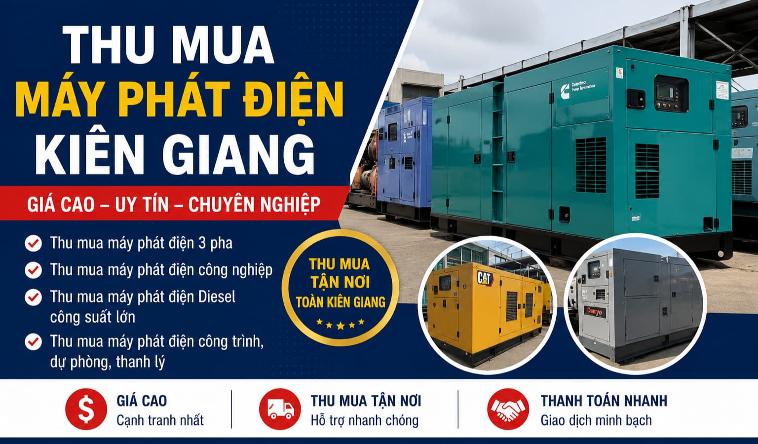 Thu Mua Máy Phát Điện Kiên Giang Giá Cao Uy Tín