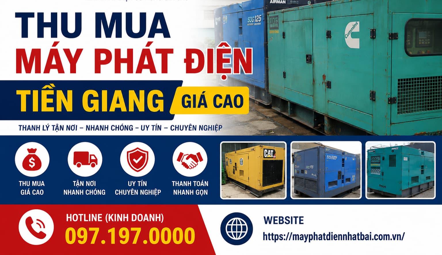 Thu Mua Máy Phát Điện Tiền Giang Tận nới Giá Cao Uy Tín