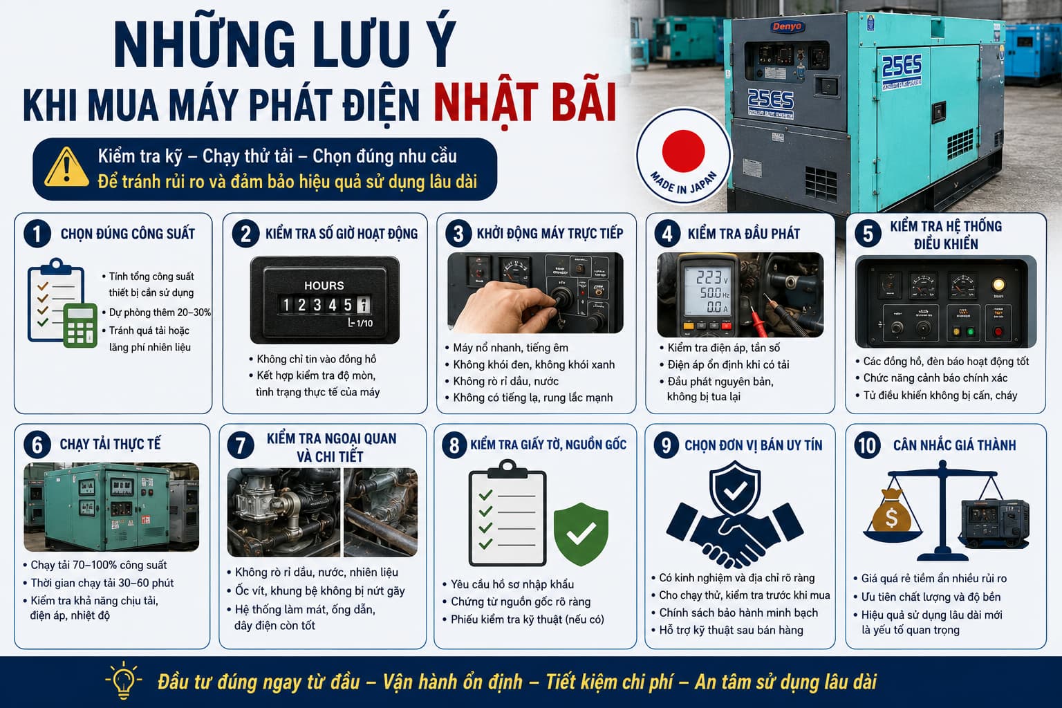 Những lưu ý khi muua máy phát điện Nhật bãi 
