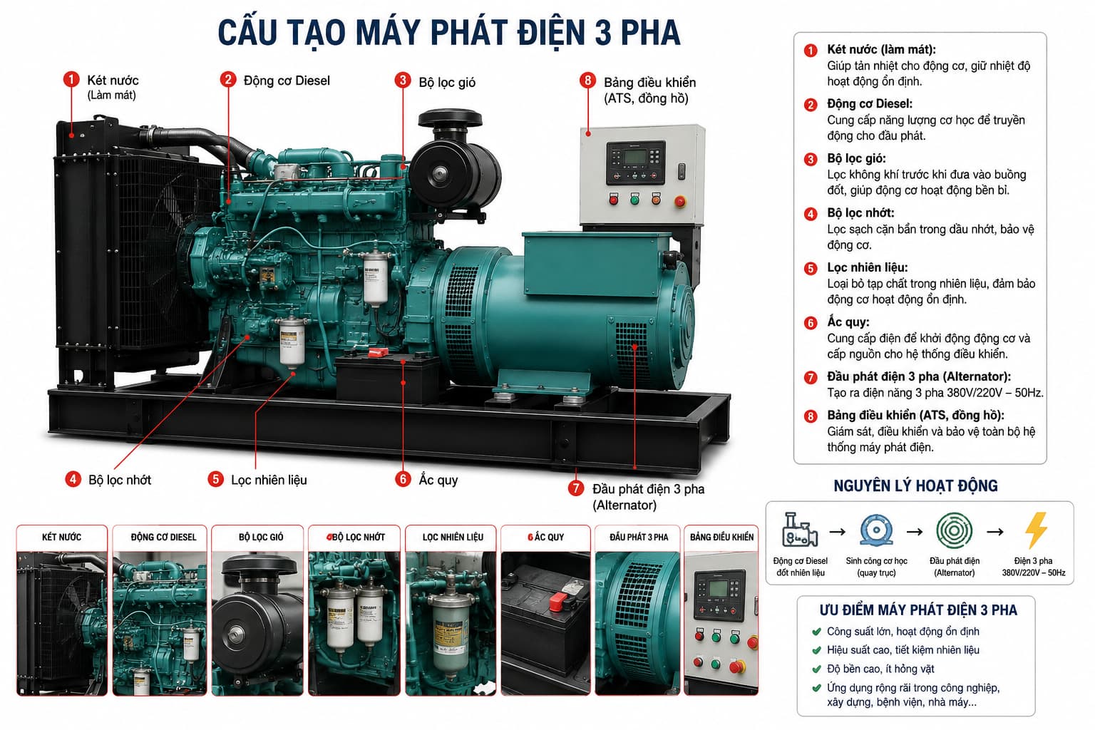 Cấu tạo Máy phát điện 3 pha 
