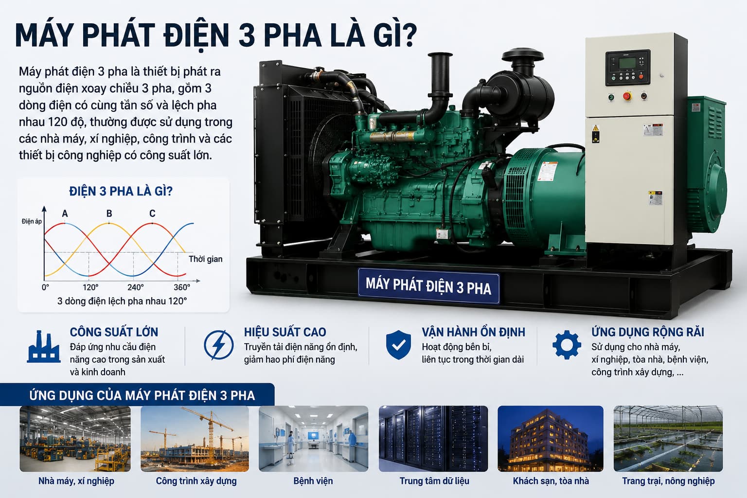 Máy phát điện 3 pha là gì?
